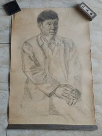 【手绘老西画】早期铅笔素描人物画 男青年半身坐像