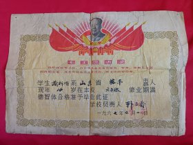 1966年山西兴县城关镇第一小学毕业证