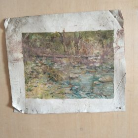(包邮)西安美院展览下架《林间小溪》写生风景油画作品
