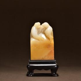 旧藏 极品田黄石海豚印章