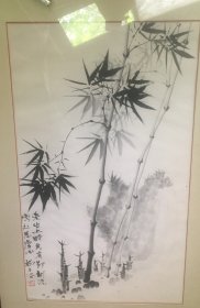 【保证手绘】柳子谷，笔走龙蛇，功底深厚的一幅《墨竹图》，精品。我们把此拍品标注“手绘工艺品”，不保真，有任何异议请先咨询。欢迎各位出价！