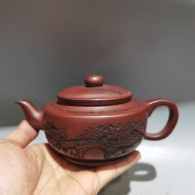 原矿石红砂紫砂壶 品名：五福--寿壶 收藏送礼佳品