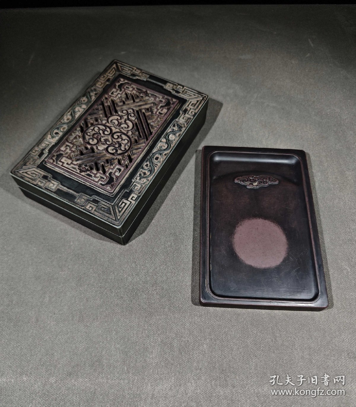 乾隆款松花石套砚