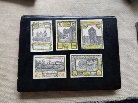 德国1921年索尔丁市紧急状态纸币一组 品相如图。保真，包挂号，非假不退