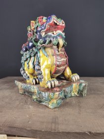 石湾窰，手工制作，交趾陶，瑞兽，招财纳福，长33，宽23，高36cm