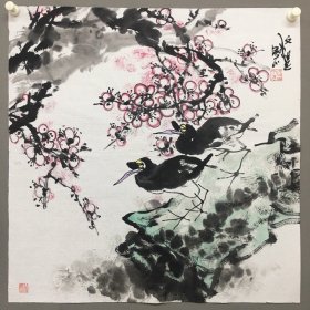 江文湛，画芯尺寸68×68㎝ 实物拍摄，品相如图，纯手绘。手机自然拍摄，无修图，保证与原图相符合。