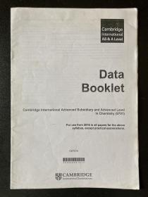 Data Booklet for use from 2016 in all papers , Cambridge International AS and A-level in Chemistry (9701)