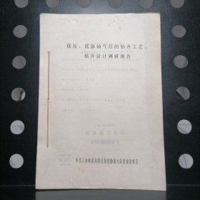 低压、低渗油气层的钻井工艺、钻井设计调研报告【内附图表】