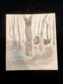 日本回流 :早期佚名手绘 山水卡板画