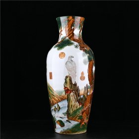 清乾隆唐英督造郎世宁绘珐琅彩山水鹰纹赏瓶古董古玩古瓷器文玩艺