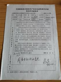 马威（ 中国戏剧出版社任总编辑、社长）旧藏：全国政协机关保持共产党员先进性教育活动党员评议资料表（详见照片）