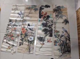 老物件，花鸟四条屏。