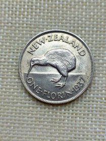 新西兰1福林银币 1937年强光近未流通好品 dyz0046