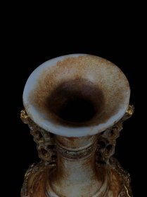 玉瓶一对 雕刻双龙戏珠 鎏金 品相完好如图