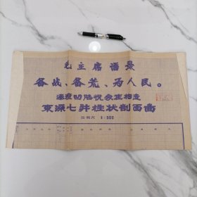 1970年代带毛主席语录最高指示的大图纸（54cm×227cm）【备战、备荒、为人民。毛泽东】