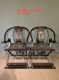 清代木器海黄老家具清代小叶紫檀交椅一对