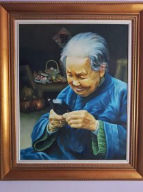 手绘油画 中秋问候