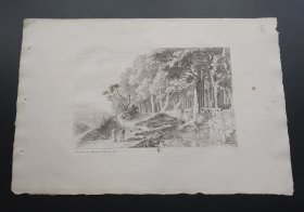 1801年原创铜版画《林边溪流》