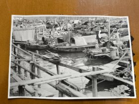民国时期香港渔船黑白老照片