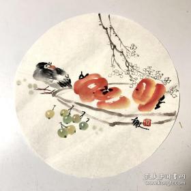 胡人国画团扇花鸟小品265