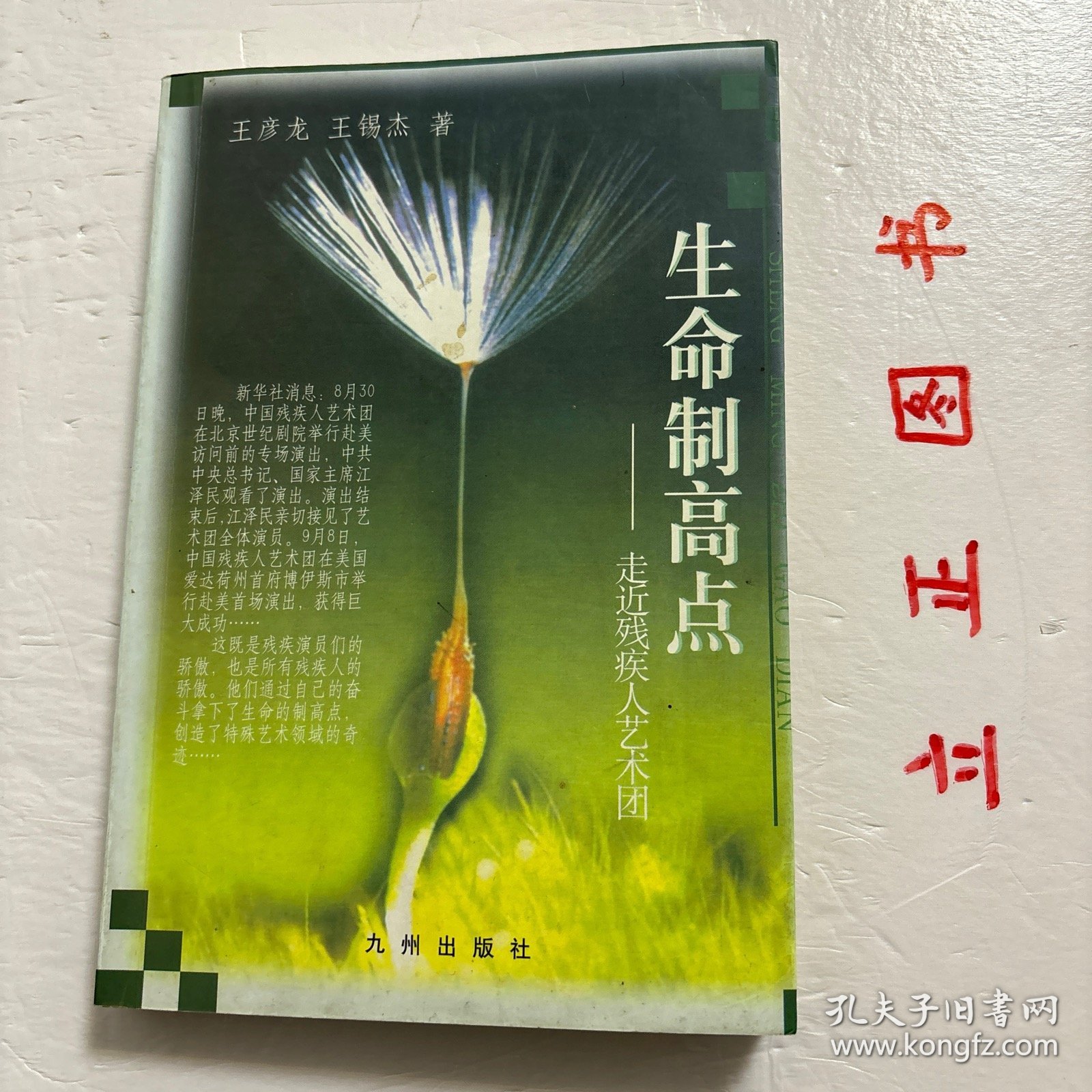 【正版现货，二版一印】生命制高点：走近残疾人艺术团，全书是由40个故事连缀写成的，每个故事都记录了一个演员的辛酸苦累与生活的坎坷，这本书里面记载着由这群残疾人组成的“心灵之声”艺术团演员们，面对命运的不公平，面对这种现实的无奈，顽强的奋斗精神和不屈不挠的拼搏精神。他们的双脚遍步大江南北，走到过很多地方，他们精彩熟练的技艺让人感到无懈可击，他们在向世界人民诠释着残缺的身体孕育的艺术依然那么完美无缺…