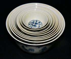 明成化红胎青花鸡缸碗【最大6.9×12.7cm最小2.2×5.4cm】