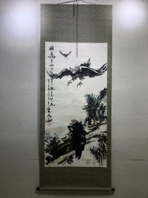 刘九洲（当代画鹰名家） 尺寸：68x136cm