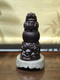 小叶紫檀摆件：狮子坐鼓 尺寸：8.5/8/17.5cm