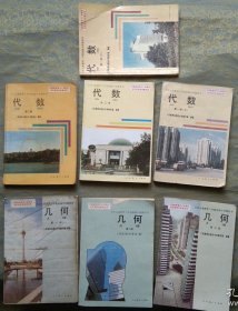 90年代老课本：人教版初中数学教材 全套7本初中课本教科书【代数4本+几何3本，92-94版】