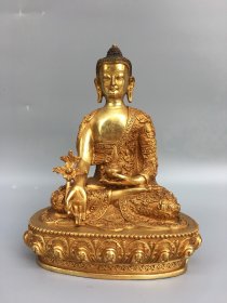 铜鎏金释迦牟尼佛像，尺寸如图，重1.2公斤，