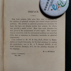 spherical trigonometry【觚三角】球面三角学,内有：大学堂藏书楼之章，玉泉街智广书局章