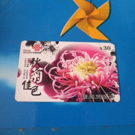 中国联通 面值30元固网充值卡：“秋菊佳色”JLJ-CUTP-7(5-2) 原中国网通吉林省分公司充值卡