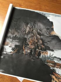 张大千 水竹居图。纸本大小89.19*179.56厘米。宣纸原色微喷印制,