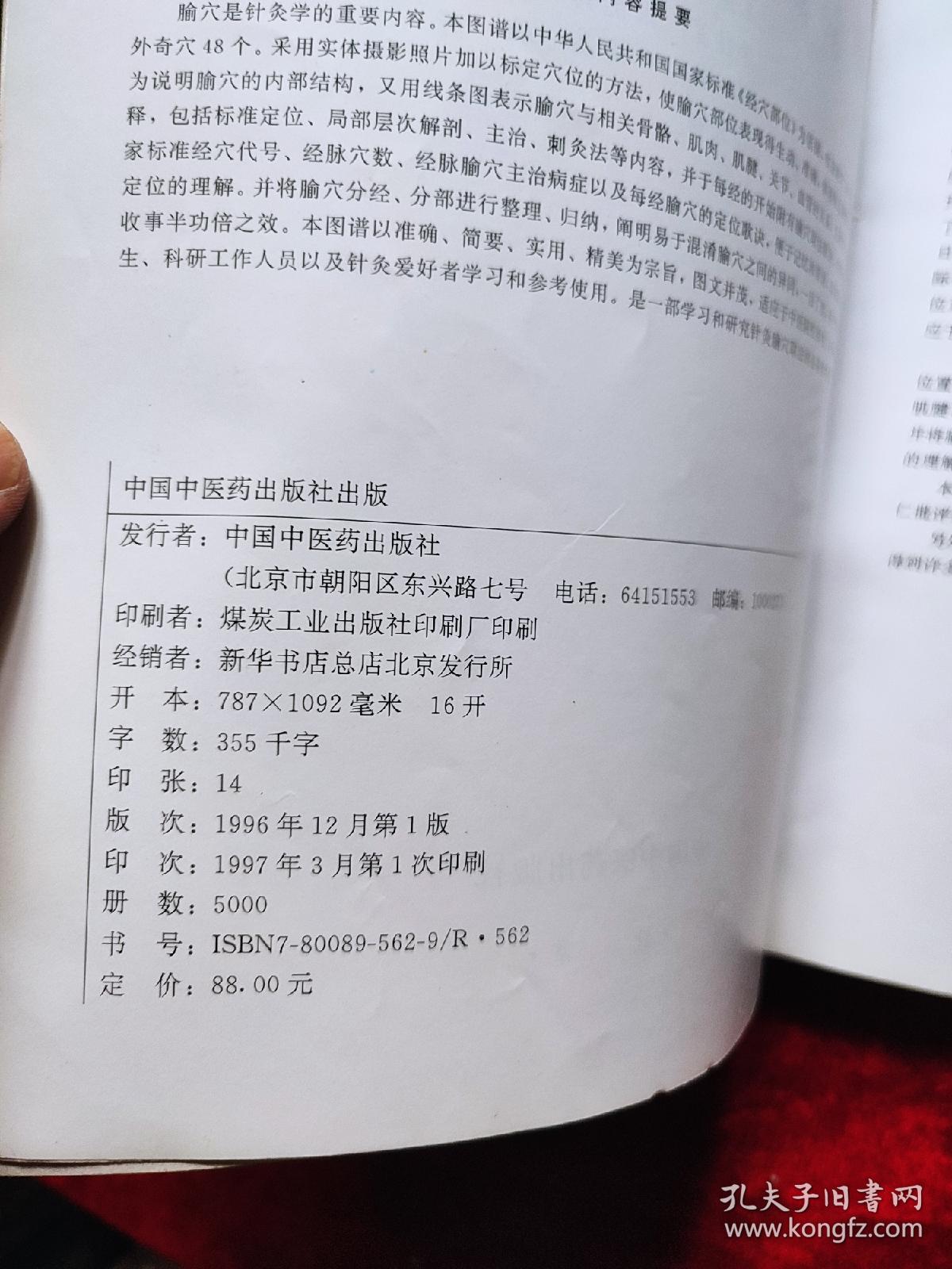 针灸瑜穴彩色图谱（书有轻微开胶，慎拍）