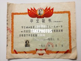 江苏省南菁高级中学毕业证书（1961年）