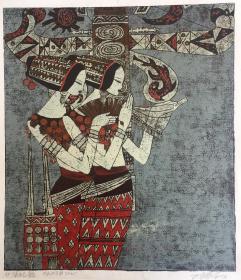 陈永乐小版画《祭祀歌》，画心尺寸：38x34cm,价格：1500，九品