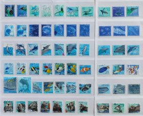 日本信销邮票～《海洋生物》1-6集，60全。