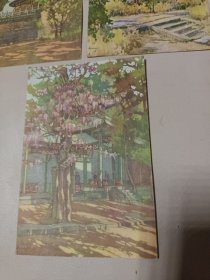 五十年代关广志作的三张画片(天坛、茶社、琉璃塔) 合售