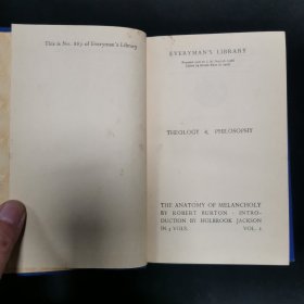 【英文原版书】「Everyman's Library No.886、887、888」THE ANATOMY OF MELANCHOLY VOL.1~3 ROBERT BURTON（ 「人人文库第886-888号」罗伯特·伯顿《忧郁的剖析》全3卷）