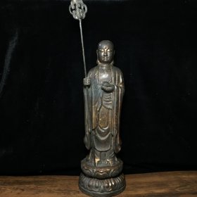 纯铜站地藏摆件 收藏佳品