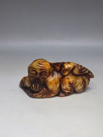 老物件，老玉，手把件，人物、蝙蝠。