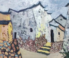 写生油画作品，原创油画，六诏村，