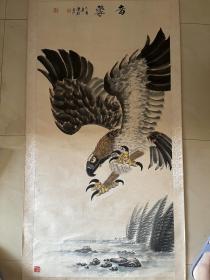 李明 鹰图 字画 国画 书画 纯手绘 条幅 卷轴 作品