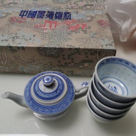 景德镇茶壶茶杯 一壶五杯 手把壶 原盒