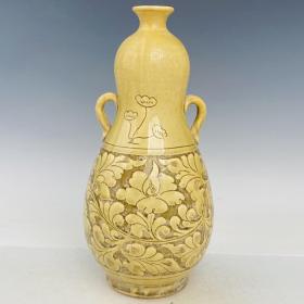 磁州窑花卉纹双系瓶，高31厘米，直径14
厘米，编号201400600150200