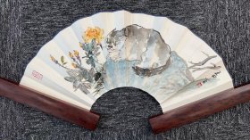 扇面一幅，王申老师国画，韩伍老师书法作品