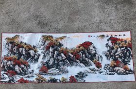 江山如此多娇刺绣织锦画