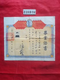 1954年汉川县第四匾打雁小学毕业证书（校长：陈燕燈），印有毛主席照片及五星红旗。