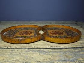 旧藏木胎漆器彩绘盘子茶盘