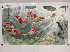 朝鲜画 张恩顺 作品“锦鲤-九鱼”
